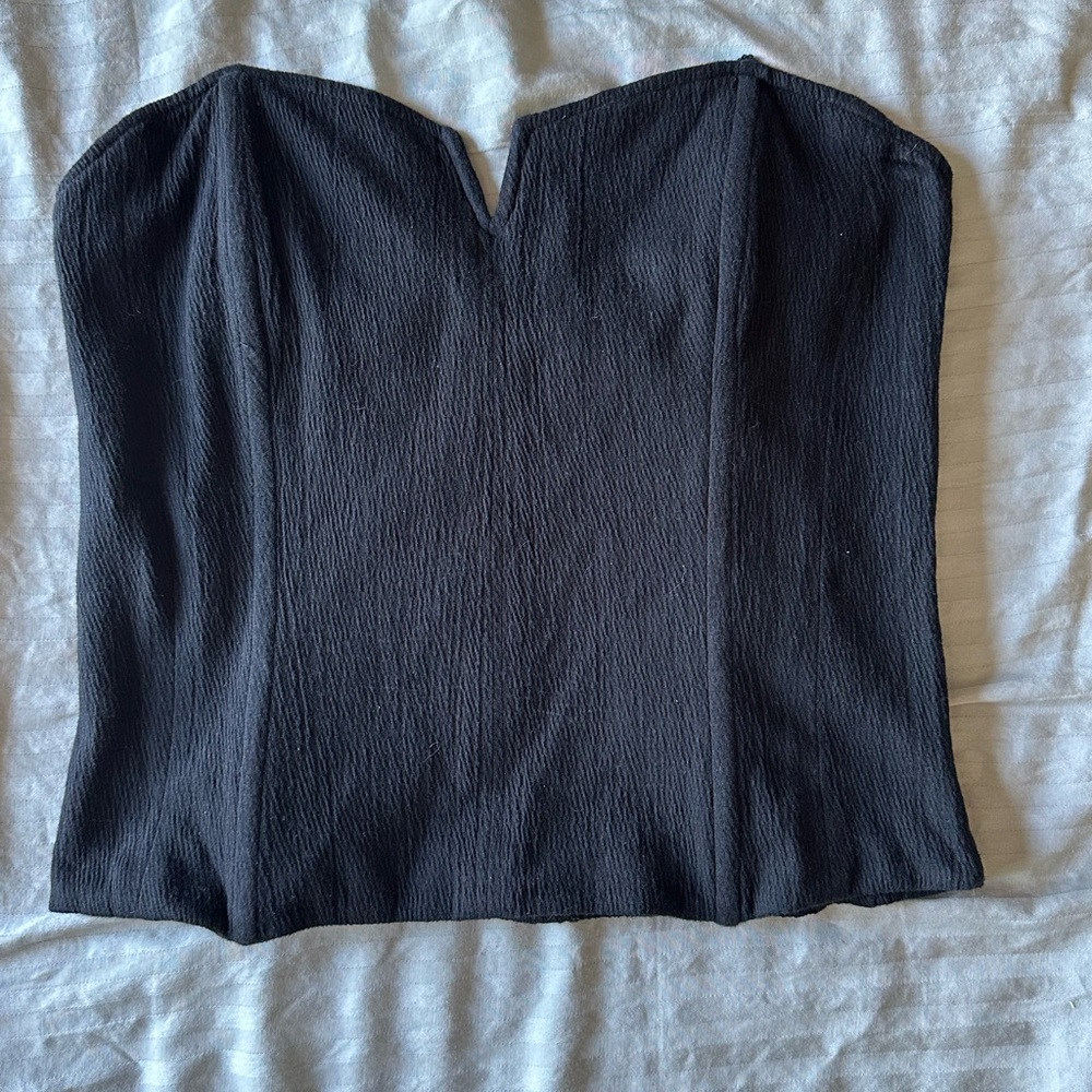 Anthropologie Black Textured Strapless Top